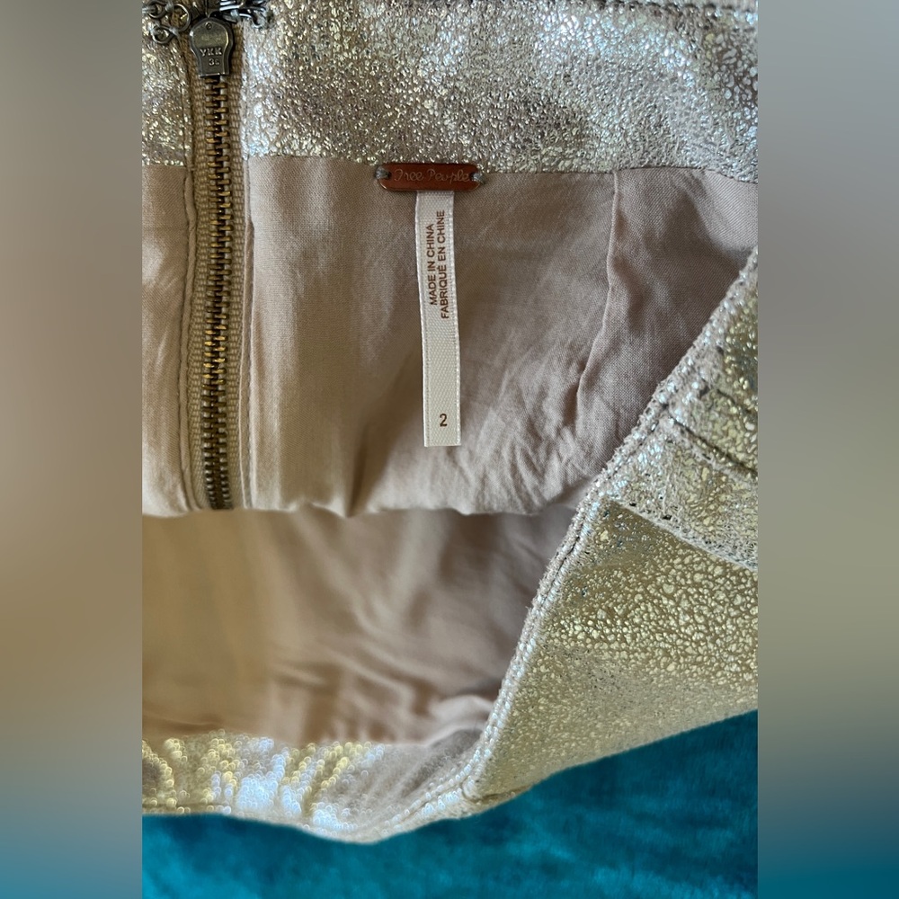 Free People Metallic Rose Gold Suede Mini Skirt - Picture 9 of 15